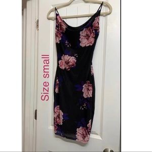 Navy blue floral print small dress NWOT